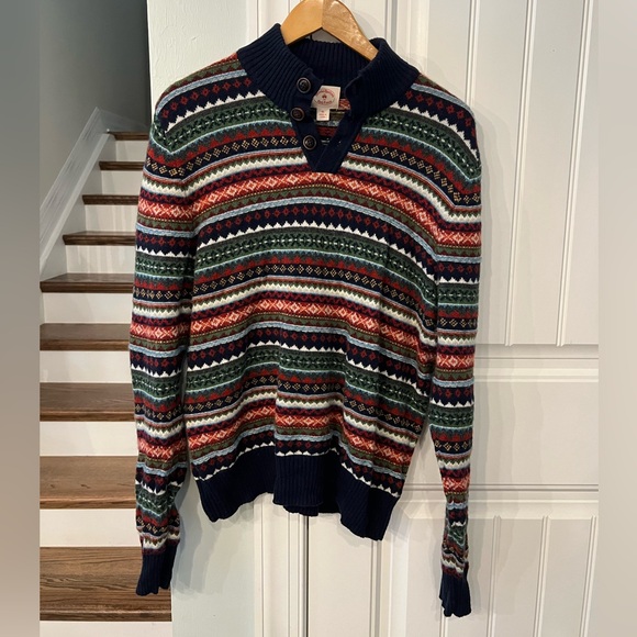 Brooks Brothers Other - Brooks Brothers Red Fleece Men’s Fair Isle Wool Shawl Collar Pullover Sweater XL